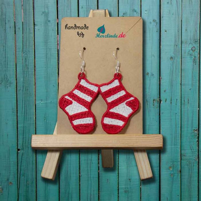 Lace Ohrringe - Socken rot-weiß -